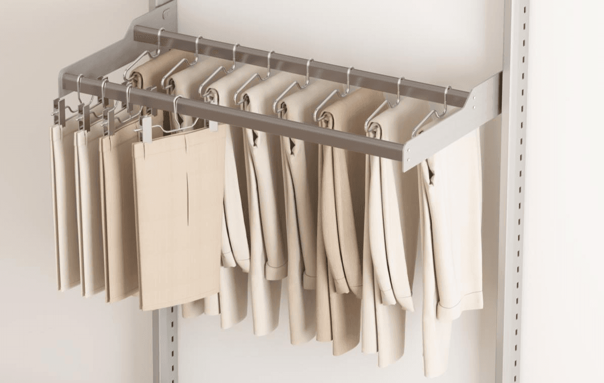 Shelf pull-out trouser rack accessory