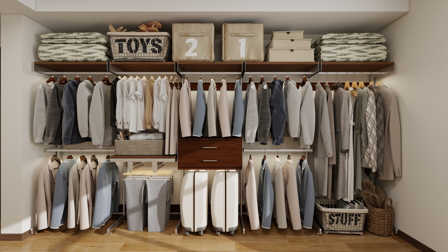 Wide bedroom Shelf wardrobe wall project