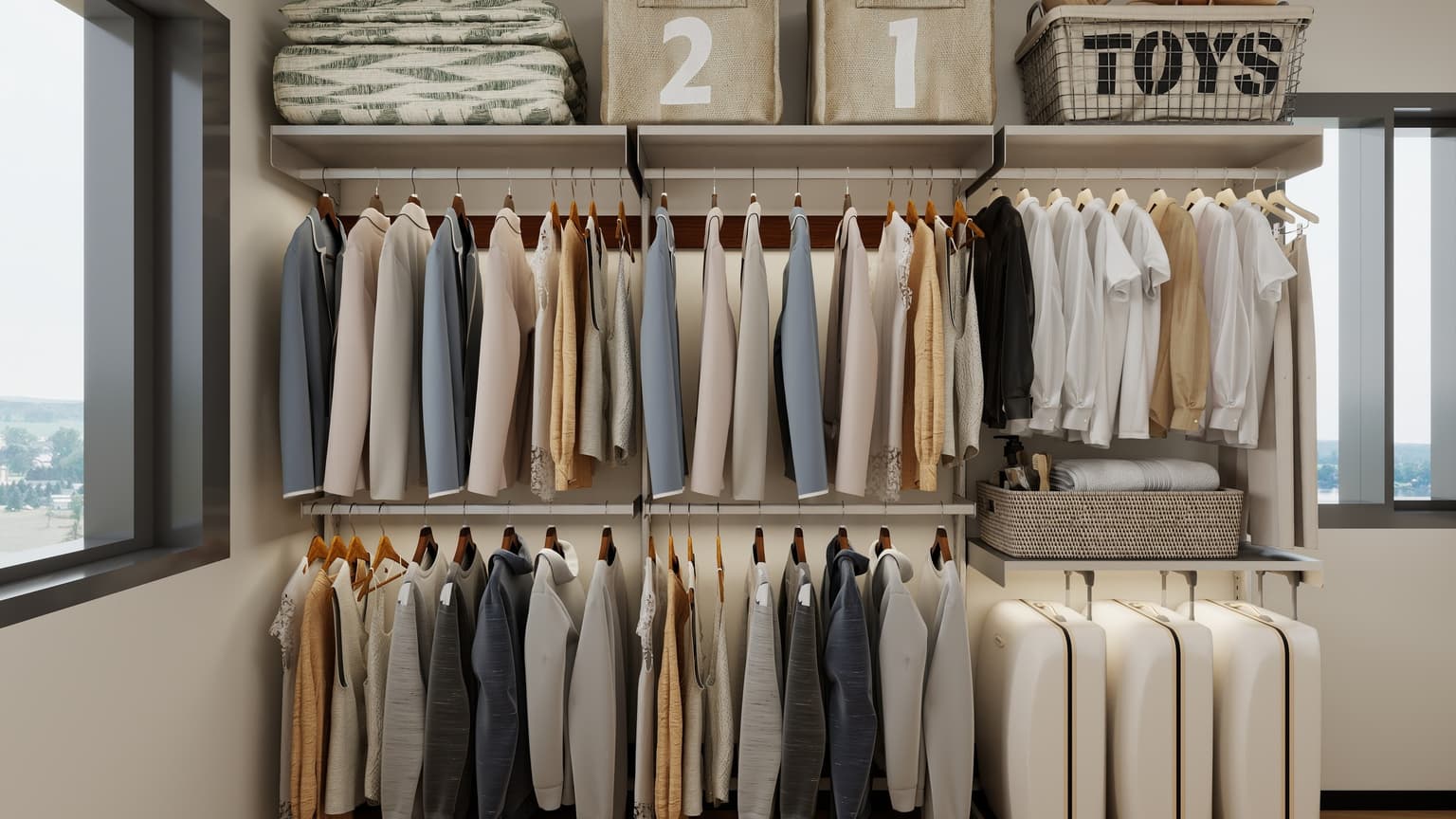 Bedroom open wardrobe